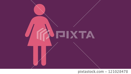 Female symbol filling in pink on purple background 4k 121028478