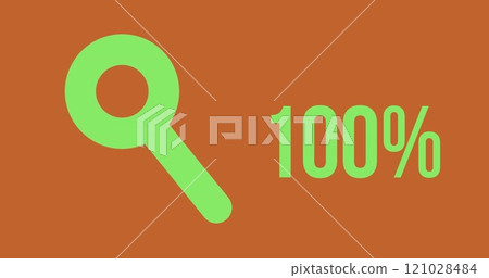 Search progress with magnifying glass shape and increasing percentage filling with colour 4k Search progress with magnifying glass shape and increasing percentage filling with colour 4k 121028484