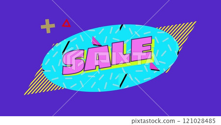 Sale graphic in blue oval on a purple background 4k Sale graphic in blue oval on a purple background 4k 121028485