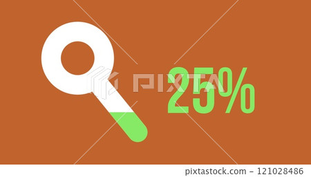 Search progress with magnifying glass shape and increasing percentage filling with colour 4k Search progress with magnifying glass shape and increasing percentage filling with colour 4k 121028486