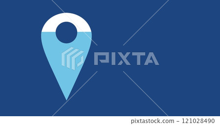 GPS map pin filling in blue on a blue background 4k 121028490