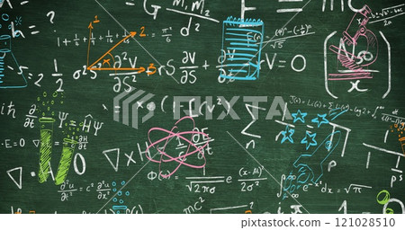 Image of maths text over mathematical equations 121028510