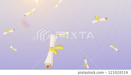 Image of school items icons moving on pink background Image of school items icons moving on pink background 121028519