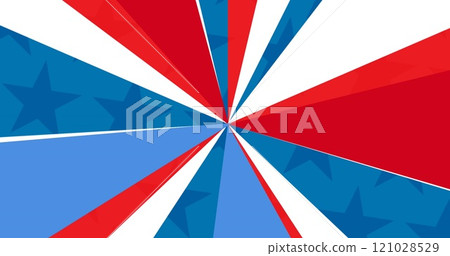 Image of back to school text on blackboard on blue red and white background 121028529