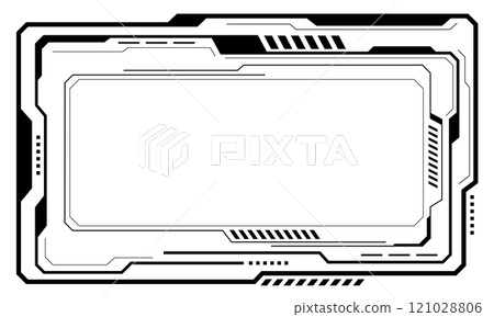 HUD frames black user interface elements design modern technology futuristic control panel screen digital hologram window gaming menu touching cyber monitor set on white background vector 121028806