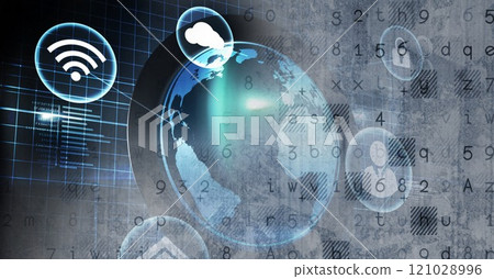 world globe and numbers 121028996