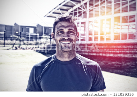 Man at the sports smiling Man at the sports smiling 121029336