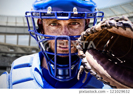 Composite image of baseball player 121029632