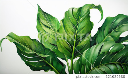 A leafy green plant with a long stem 121029688
