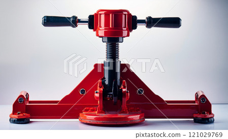 A red tool with a black handle A red tool with a black handle 121029769