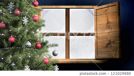 Image of merry christmas text over santa in sleigh Image of merry christmas text over santa in sleigh 121029980