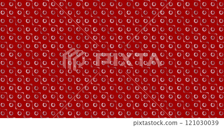 Image of christmas greetings text over decorations on red background 121030039