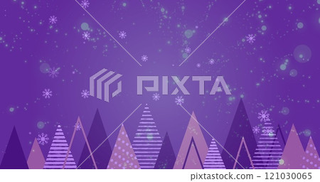Image of snow falling over trees on blue background 121030065