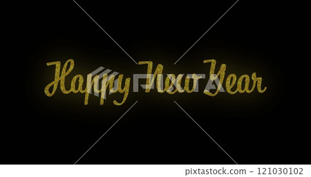 Image of golden happy new year text shining against dark background 121030102