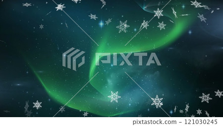 Image of snow falling over winter scenery Image of snow falling over winter scenery 121030245