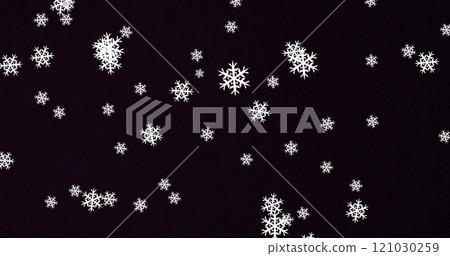 Digital image of multiple snowflakes icons against black background 121030259