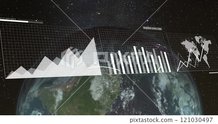 Image of data processing over globe Image of data processing over globe 121030497