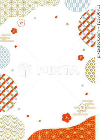 2026新年賀卡，日式圖案，附邊框，直式版 121030713