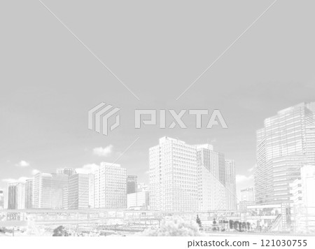 Scenery in front of Osaki Station. Monochrome. Illustrated photo. 121030755