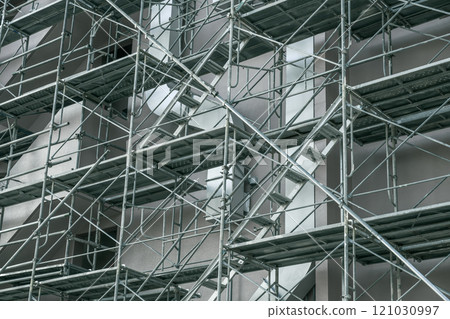 Building exterior and scaffolding 121030997