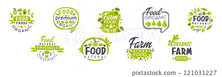 Natural Organic Food Label and Badge Vector Set 121031227