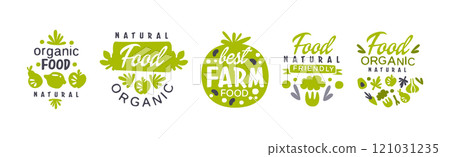 Natural Organic Food Label and Badge Vector Set Natural Organic Food Label and Badge Vector Set 121031235