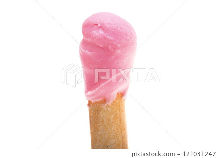 biscuit stick with pink cream isolated biscuit stick with pink cream isolated 121031247