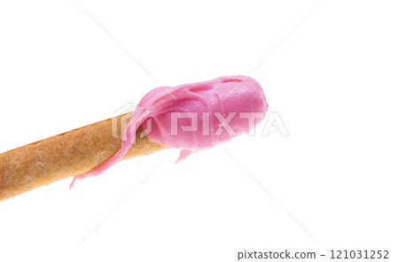 biscuit stick with pink cream isolated 121031252