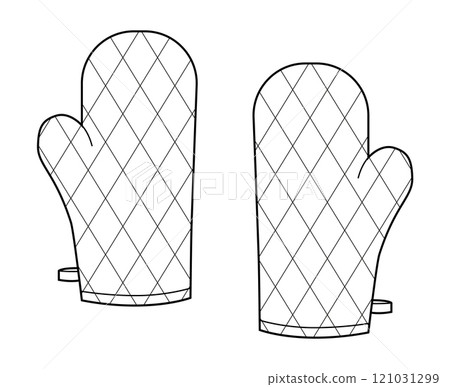 Oven Gloves Fashion hand accessory clothing technical illustration garment. Vector front palm back view for Men 121031299