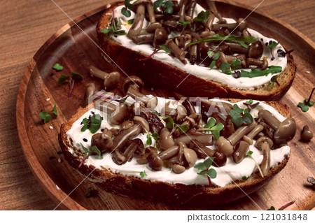 sandwiches with cream cheese and pickled honeydew, healthy breakfast, homemade, 121031848