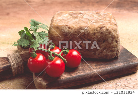 pork jelly, aspic, homemade, cold appetizer, no people, 121031924