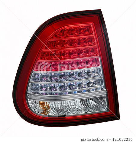 A modern LED taillight with a sleek, aerodynamic design 121032235