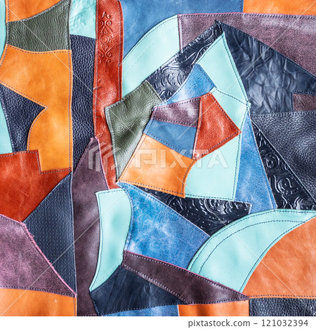 background from multi-colored leather patchwork background from multi-colored leather patchwork 121032394