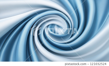 A blue fabric swirling around a white circle. 121032524