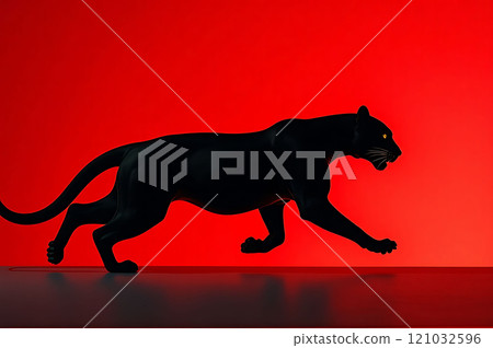 Black Panther on a Red Background 121032596