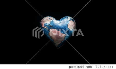 A heart-shaped Earth on a black background. A heart-shaped Earth on a black background. 121032754