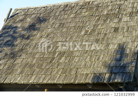 Old wooden village roof texture background Old wooden village roof texture background 121032999