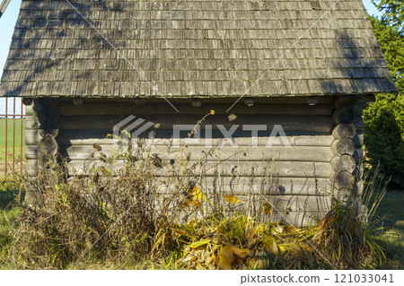 Old wooden village roof texture background Old wooden village roof texture background 121033041