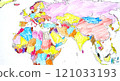 Color drawing world map with colored pencils for children and kids. 121033193