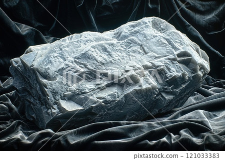 Anthophyllite stone resting gracefully on black velvet with intricate detail and rich texture 121033383