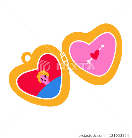 Heart Locket Illustration with photo. Love symbol. Heart Locket Illustration with photo. Love symbol. 121033534