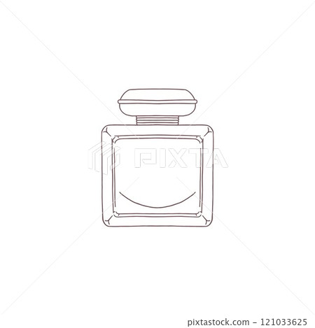 Elegance perfume glass bottle with cap black contour vector icon, perfume cologne vial, male fragrant cosmetic flask Elegance perfume glass bottle with cap black contour vector icon, perfume cologne vial, male fragrant cosmetic flask 121033625