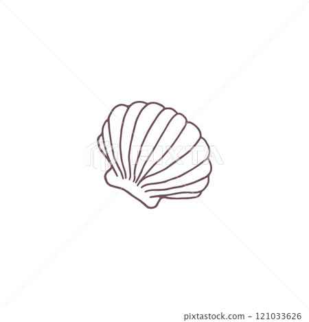 Vector image of a seashell in a contoured graphic style isolated on a white background. Vector image of a seashell in a contoured graphic style isolated on a white background. 121033626
