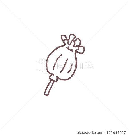 Vector illustration in the form of a poppy pod on black background 121033627