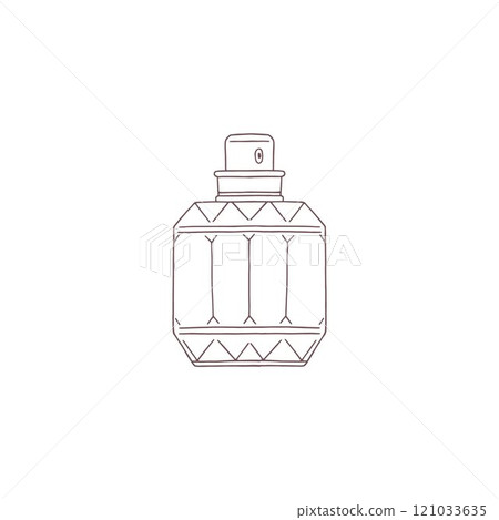 Elegance perfume glass bottle with spray black contour vector icon, perfume cologne brutal vial, fragrant cosmetic flask 121033635