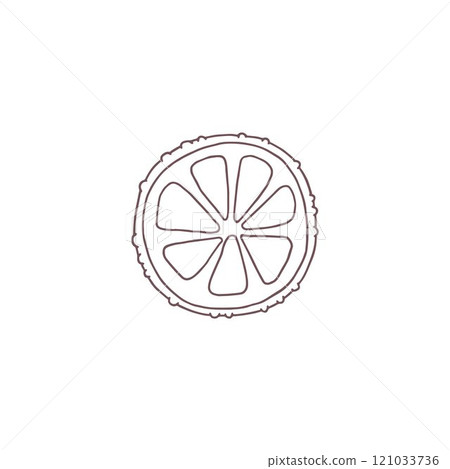 Orange, tangerine, lime or lemon cut in half black contour vector icon, ripe citrus fruit, healthy organic juicy snack 121033736