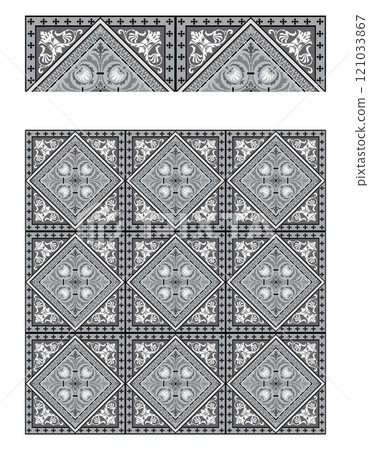 Seamless moroccan pattern background with flowers illustration clip-art 121033867