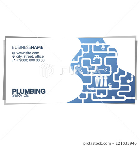 Water and water pipes plumbing business card 121033946
