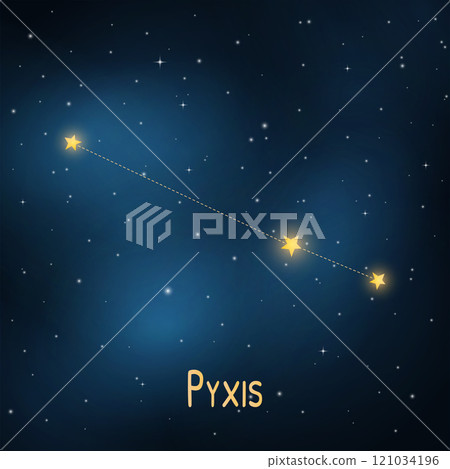 Pyxis constellation: bright night sky with stars and galaxy backdrop. Pyxis constellation: bright night sky with stars and galaxy backdrop. 121034196