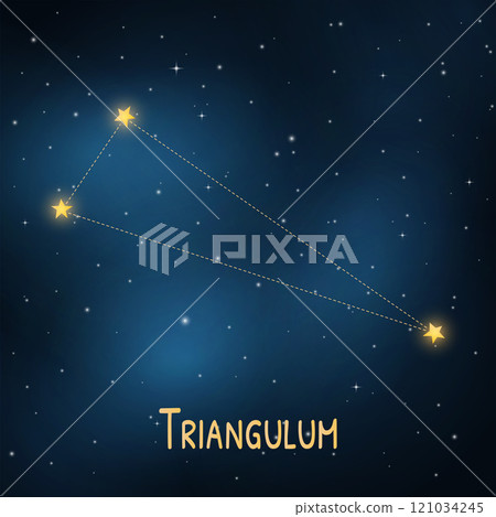 Triangulum constellation against a starry night sky. 121034245